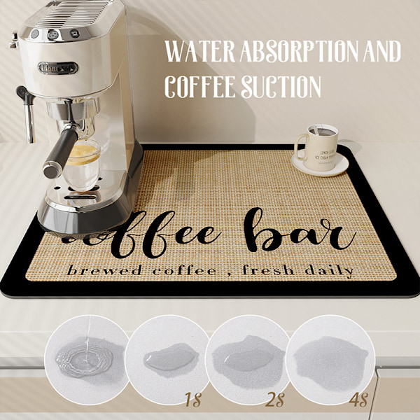 Kaffematta Kaffebarmatta - Döljer Fläckar Absorberande Gummibaksida Snabbtorkande Matta Passar Under Kaffebryggare Espressomaskin, 40x50cm[qb]
