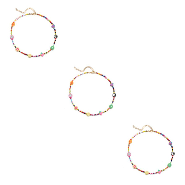 1/2/3/5 Pärlhalsband Pärlchoker Justerbar Kedja Boho Typ 2 Type 2 3PCS