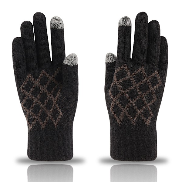 Vinter Touch Hansker Varme Stretch Strikkede Votter Full Finger Black
