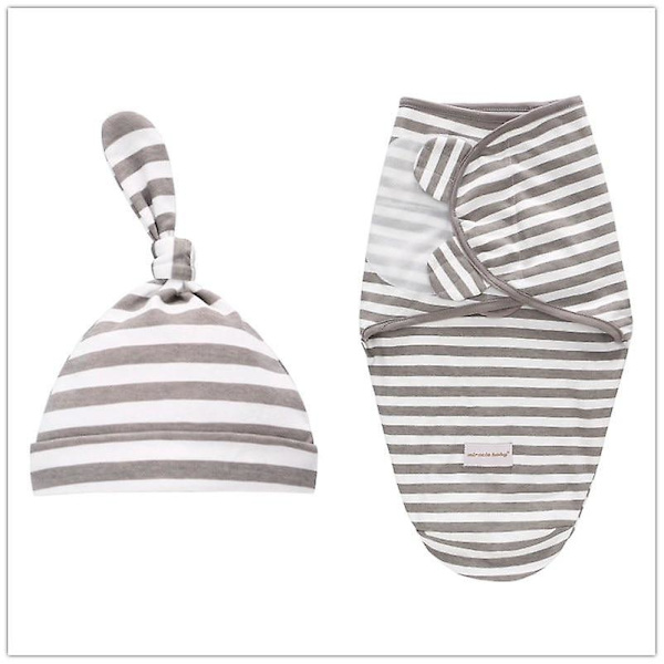 Baby + mössa Cocoon Wrap Bomullsspatel Väska Gray stripe  L