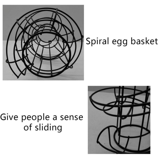 Spiralformet oppbevaring av eggdispenser, spiralformet eggstativ i metalljern