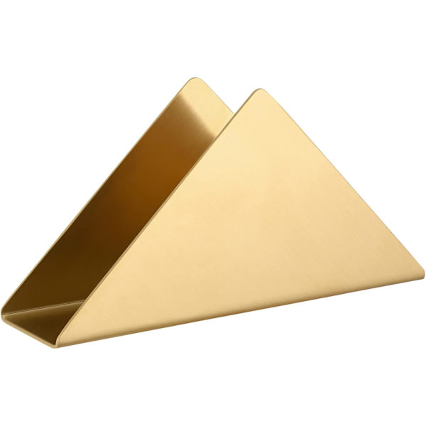 Guld Rustfrit Stål 304# Serviet Holder, Trekant Cocktail Serviet Dispenser Organizer
