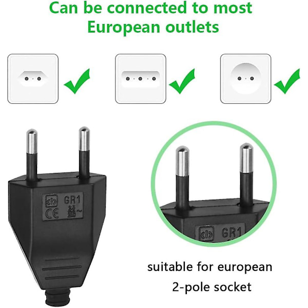 Platt eluttag Europeiska kontakter Euro platt platt stickpropp 250 V 2,5 A med skruvmejselanslutningar uttag (svart)