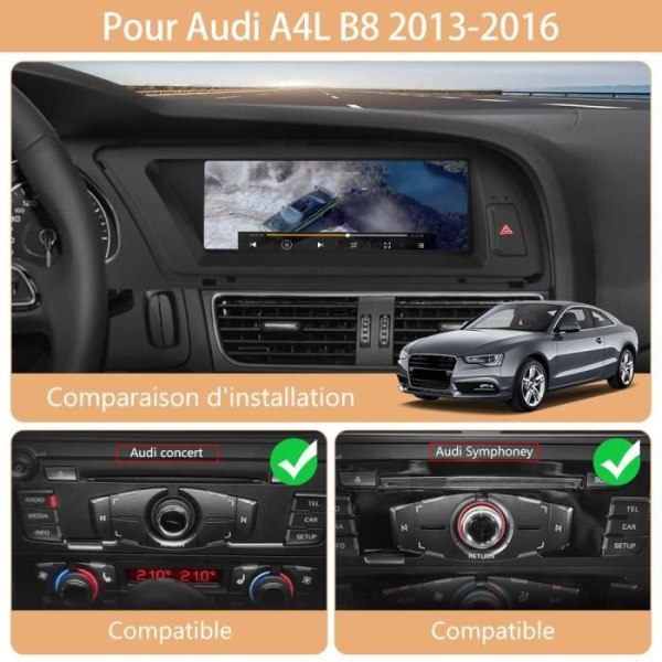 AWESAFE Android 11 4GB+64GB Bilradio til Audi A4L B8 2013-2016 8,8 tommer med WiFi CarPlay/Android Auto Non MMI