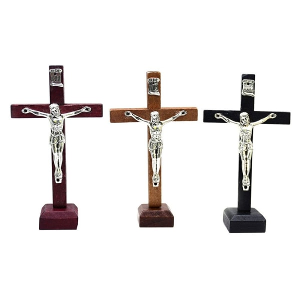 Kors Bordplatedekor Krusifiks Jesus Statue BRUN Brown