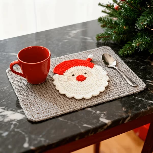 Handgjorda virkade tomteunderlägg set 2/4 st hållbara tygunderlägg för julbordsdekoration 2pcs