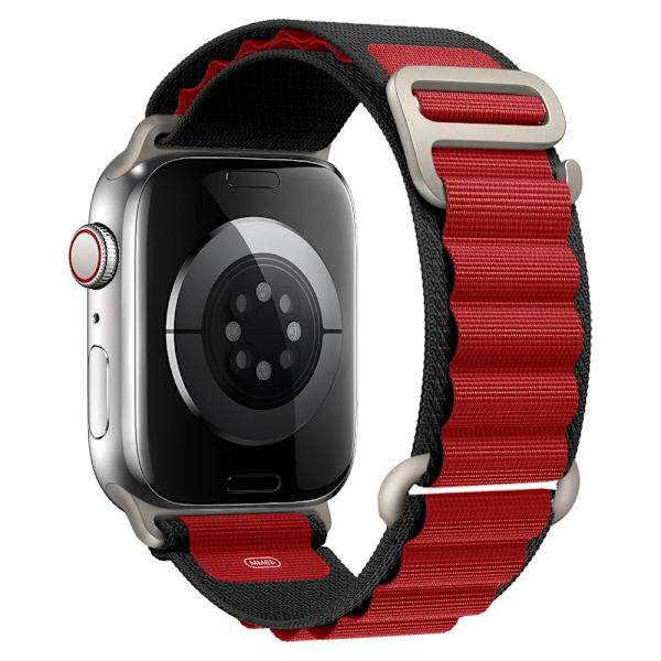 Alppilenkki Apple Watch -rannekkeelle 49mm 44mm 40mm 45mm 41mm 42mm 38mm 49 44 45mm rannekoru iWatch sarja 7 6 3 kello 8 Ultra 49 ranneke musta punainen black red 38mm 40mm 41mm