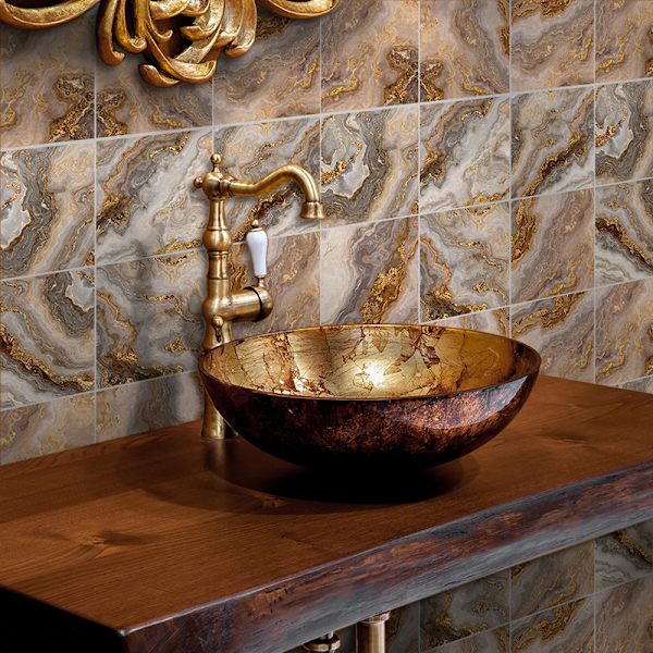 10 kpl mosaiikki seinälaatta tarra kylpyhuone keittiö koti Decal sisustus Harmaa ja kulta marmori Grey and Gold Marble 15x15cm(6x6")
