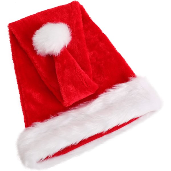 Julehatt Santahatt For Voksne, Pluss Lang Julehatt Luksus Santahatt, Julefesthatt For Menn Og Kvinner, Juletilbehør Rød RED adult