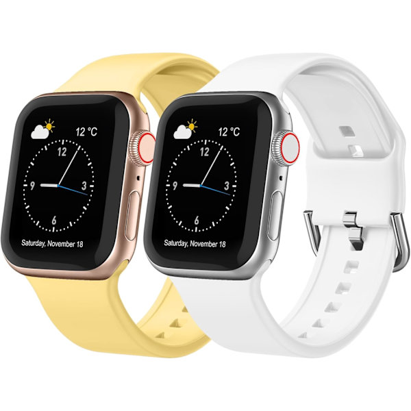 Kompatibel med Apple Watch Band 49/45/44/42/41/40/38mm (42/44/45/49mm, Gul-Vit) GulVit YellowWhite 42/44/45/49 mm