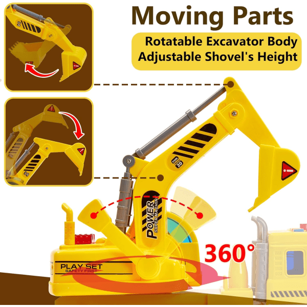 Rakennusauto lapsille, jossa ääni ja valo, traktori, ranta-lelu, rakennusauto, lahja lapsille, pojille ja tytöille, 3, 4, 5, 6-vuotiaille