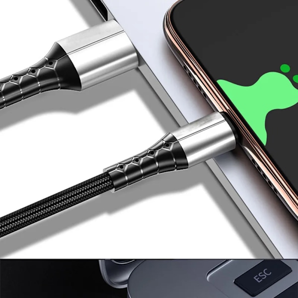 5A USB C Hurtig Opladnings Datakabel USB A Til Micro USB Type C Telefonopladerkabel 0.3/1/1.5m Nylonledning Til Xiaomi Huawei Grøn Type C Kabel Green Type C Cable 1 m