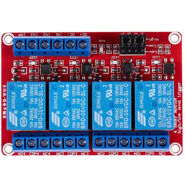 5V Hög/Låg Nivå med Trigger Isolator 4 Kanal Relä Modul