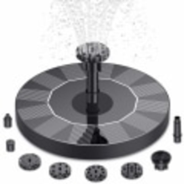 SunnySolar - Model SF-6N - Springvandspumpe - 1 Enhed - Udseende: Flydende, Sort - Perfekt til Fuglebade, Haver, Damme, Pools og Akvarier