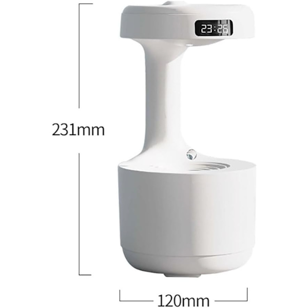 Ultralyd Luftfugter med LED-ur Cool Mist Aromaterapi Diffuser Flydende Vanddråbe Grønt Lys Luftfugter til Hjemmet