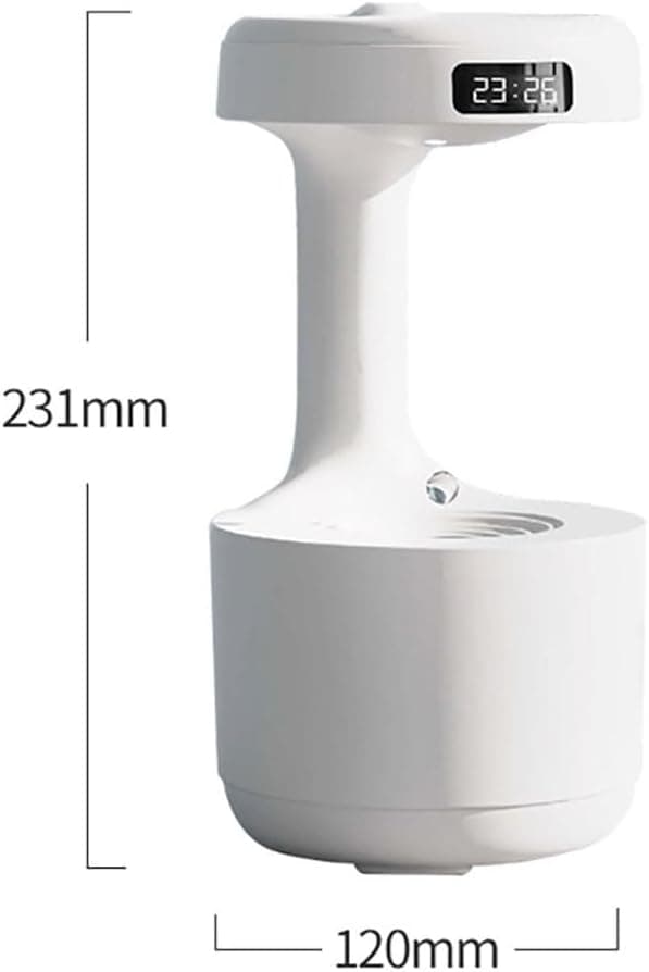 Ultralyd Luftfukter med LED-klokkevisning Kjølig Tåke Aromaterapi Diffuser Flytende Vanndråpe Luftfukter for Hjem Soverom Kontor Hvit