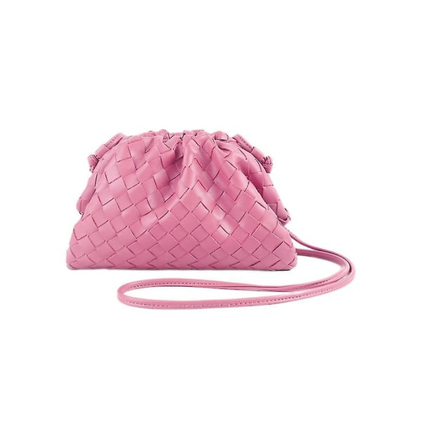 PU-kudottu laukku Satchel Cloud Mini Nahka Clutch-laukku Vaaleanpunainen