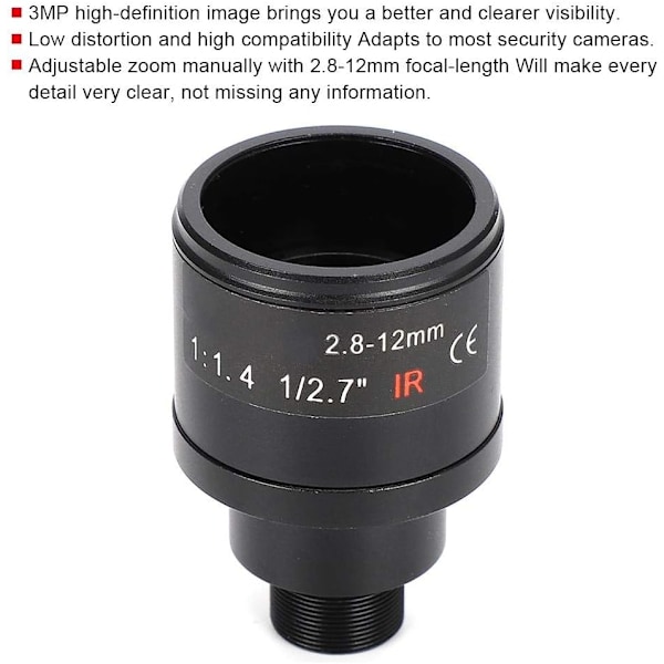 2 kpl 2.8-12 mm CCTV-kameran objektiivi 1/2.7 3MP 2.8-12 mm M12 HD Manuaalinen zoom M12-kiinnitys CCTV-korttiobjektiivi turvakameralle