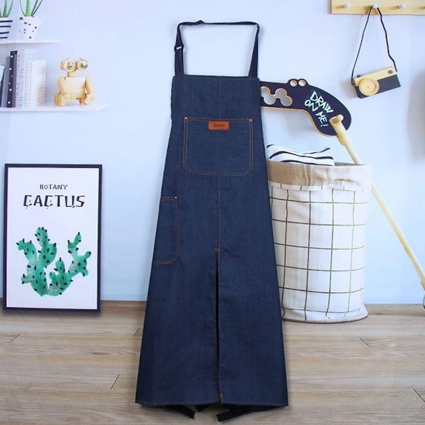 Pottemakerforkle med splittede bein - Keramikk skulptur overall deep blue
