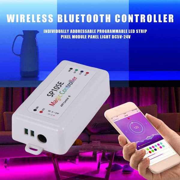 Trådløs Bluetooth-controller SP105E APP WS2811 WS2812B WS2801 SK6812 APA102 Individuelt adresserbar programmerbar LED-pixelmodul striplys DC5V
