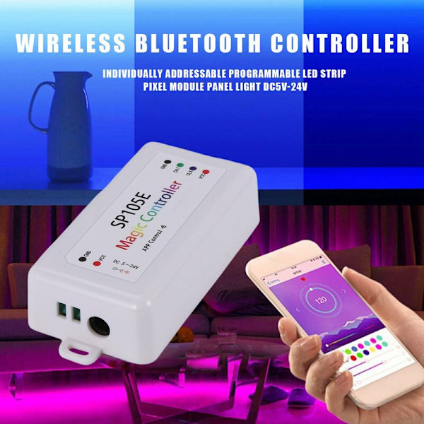 Trådlös Bluetooth-kontroller SP105E APP WS2811 WS2812B WS2801 SK6812 APA102 Individuellt adresserbar programmerbar LED-pixelmodul Strip Light DC5V
