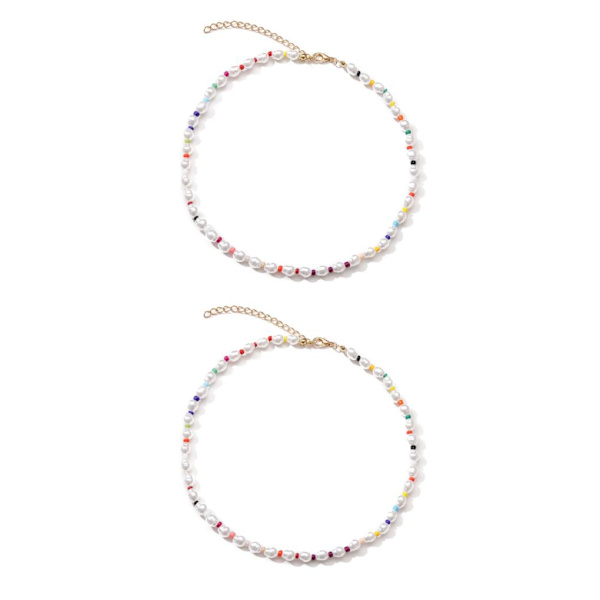 1/2/3/5 Pärlhalsband Pärlchoker Justerbar Kedja Boho Typ 3 Type 3 2PCS