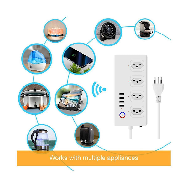 ZigBee Smart Plug Power Strip Brasil Forlengelsesledning Stemmestyring og Fjernkontroll & Tidsplan Smart Hjem Stikkontakt