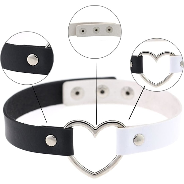 Vintage Gotisk Hjärta Läder Choker Halsband, Justerbart