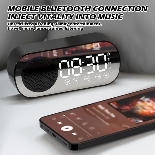 Digital väckarklocka radio, Bluetooth HiFi-högtalare FM-radio