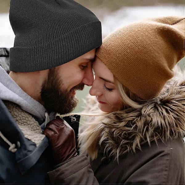 Unisex Satinfodrad Antistatisk Mössa Hatt För Kvinnor Vinter Silkesfoder Slouchy Varm Uppvikt Skullies Utomhusmössa grey