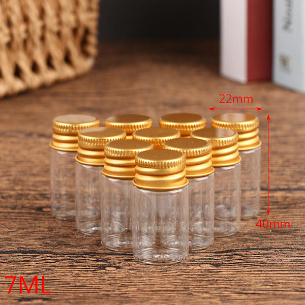 10 stk. 5/7/10/14/18/20ml Glasflaske Lille Glasburk Forseglede Flaske 22*40mm, 7ml