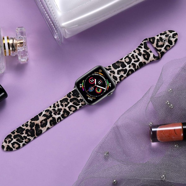 Leopard Urremme Kompatible med Apple Watch 38mm/40mm/41mm til iWatch SE/Series 7 6 5 4 3 2 1 Bløde Sportsurremme