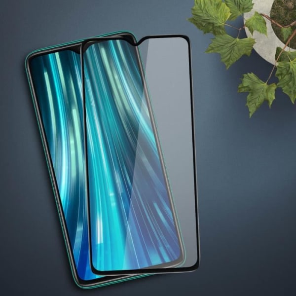 Xiaomi Redmi Note 8 Pro Hærdet Glas 9H Skærmbeskytter - Transparent Sort Kontur Sort