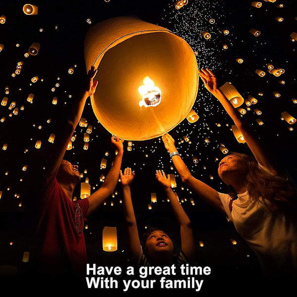 Ønskelantern Eco Friendly Papir Sky Lanterns, 10 stk