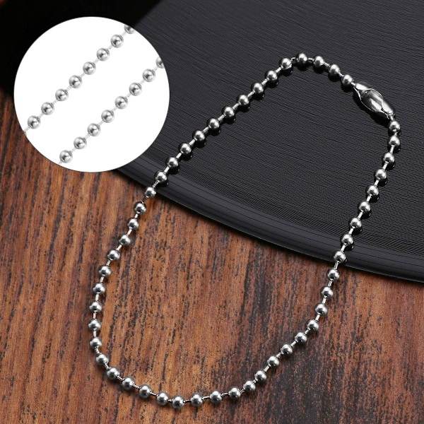 Kulekjede 3 meter lang og 2,4 mm diameter med 10 forskjellige koblinger