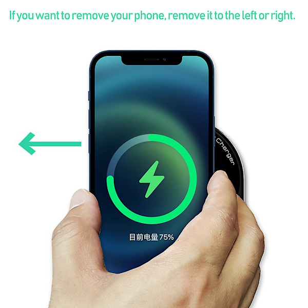 Svart trådlös snabbladdningshållare lämplig för alla Qi-mobiltelefoner