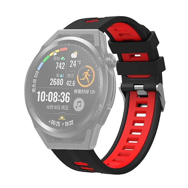 20 mm:n silikoninen urheiluranneke Samsung Galaxy Watch 6 40/44 mm:lle / Watch 4/5 40/44 mm:lle / 5 Pro 45 mm:lle, kaksiväri Black  Red