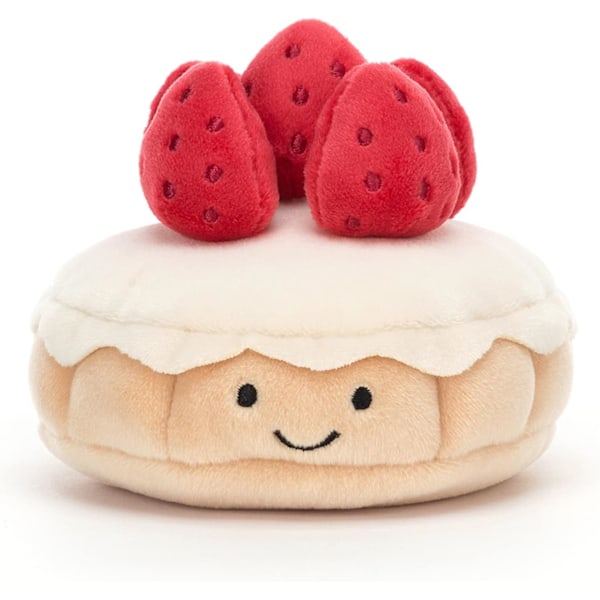 Jellycat Pretty Patisserie Tarte Aux Fraises Plyschleksak, 4 tum | Bakverksplysch | Perfekt Present