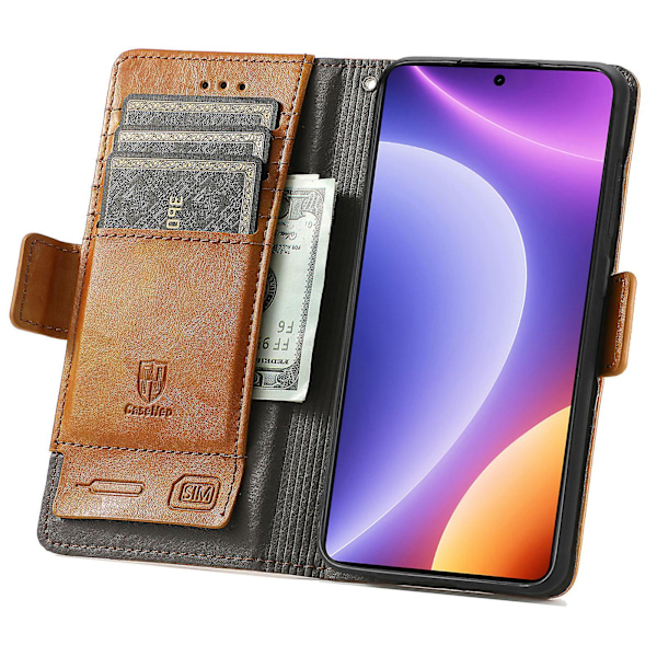 Caseneo 002-serie telefondeksel for Xiaomi Redmi Note 12 Turbo / Poco F5 5g, spleisede PU-skinn RFID-blokkerende stativdeksel