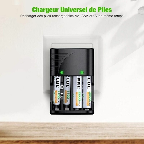 Multifunktionell batteriladdare nr 5 nr 7, 9V, 1,2V uppladdningsbart batteri, nr 5, nr 7, nio volt uppladdningsbar batteriladdare