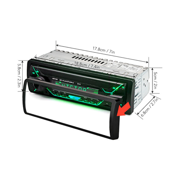 Bil Bluetooth-spiller Single Din 12V/24V MP3-spiller FM-radiomottaker med justerbar bakgrunnsbelysning