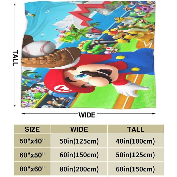 Vintage Super Mario Fleece Tæppe Twin Størrelse Komfortabelt Tæppe til Vugge Seng Sofa Stol Flere Størrelser til Voksne Børn Teenagere Godt Matchet Soveværelse A 60x50in 150x125cm