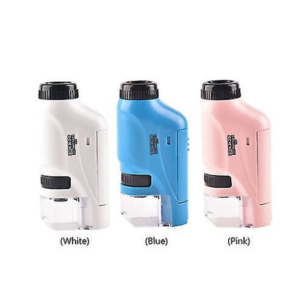 Fickmikroskop Set 60x-120x Handhållet Mikroskop LED-ljus Pink