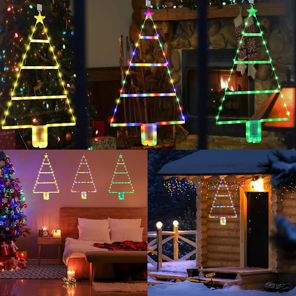 Julepynt Lys, LED Juletrappelys 2 fot, 8 Moduser & Timer Batteridrevne Julelys