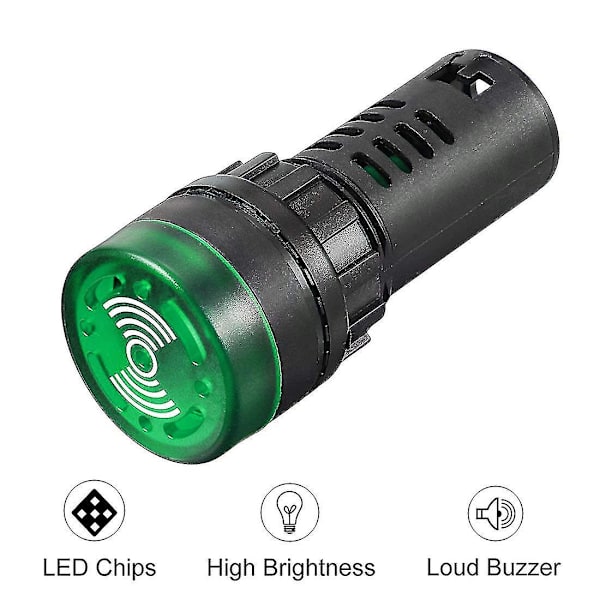 3-delt indikatorlampe med AC/DC 12V summer - 22 mm panelmonteret blinkende alarm