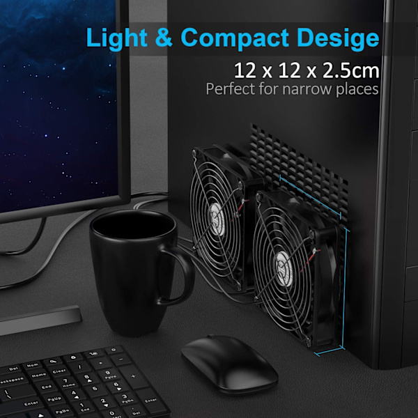 120 mm kaksois-USB-tuuletin, 2-in-1, kolme nopeutta säädettävissä