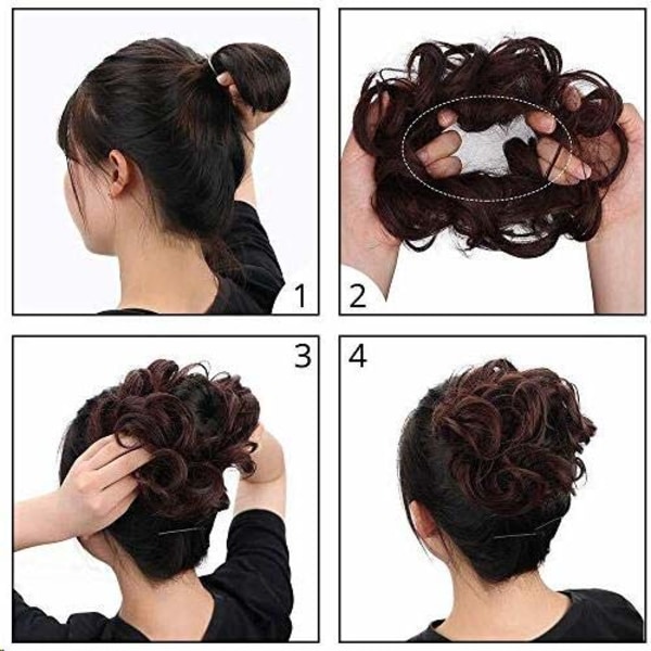 1 stk. Messy Bun Hårextension Scrunchie Krøllet Bølget Messy Syntetisk Chignon til Kvinder Updo Håraccessories Light Brown#