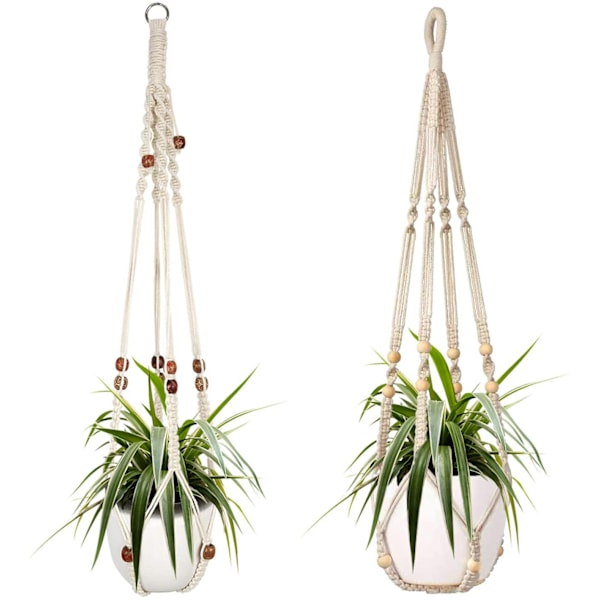 Macrame växt hängare 3 st Svart hängande planteringskorg inomhus