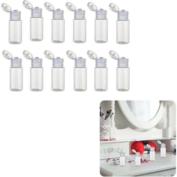 12 st (20 ml / 0,67 oz) Rena tomma plastprover för kosmetika