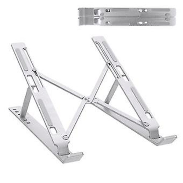 Sammenklappelig bærbar computerstand i aluminiumlegering, sølv
